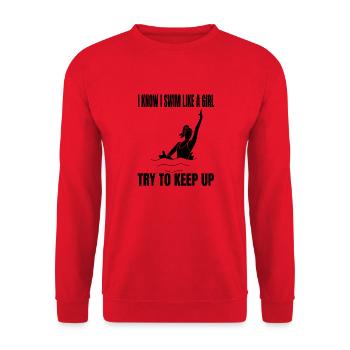 Schwimmerin Schwimmer Frau Schwimmverein Schwimmen - Unisex Pullover - Rot - Vorne - Alina (178cm) & Michal (187cm)
