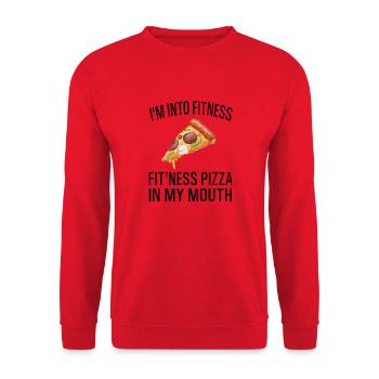 Funny I'm Into Fitness Pizza In My Mouth - Unisex Sweatshirt - red - Front - Alina (178cm) & Michal (187cm)