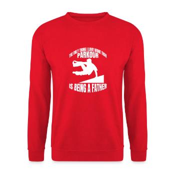 Parkour Runner Extreme Sports Parkour Runner Gift - Unisex Sweatshirt - red - Front - Alina (178cm) & Michal (187cm)