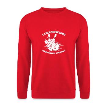 Bowling Kegeln Bowler Kegelverein Bowlingverein - Unisex Pullover - Rot - Vorne - Alina (178cm) & Michal (187cm)