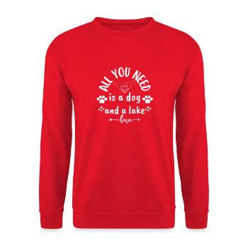 All you need is a dog and a lake, dog lover - Sweat-shirt Unisexe - rouge - Devant - Alina (178cm) & Michal (187cm)