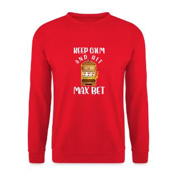 Keep Calm and Keep Max Bet | Casino - Unisex Sweatshirt - red - Front - Alina (178cm) & Michal (187cm)