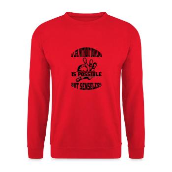 Bowling Bowler Kegeln Kegelverein Bowlingverein - Unisex Pullover - Rot - Vorne - Alina (178cm) & Michal (187cm)