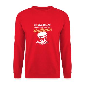easily distracted by rhythmic drums Design - Unisex Sweatshirt - red - Front - Alina (178cm) & Michal (187cm)