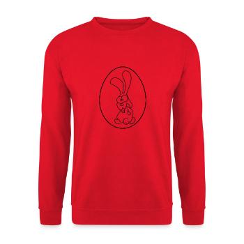 Verrückter Hase im Ei, schwarze Linien - Unisex Pullover - Rot - Vorne - Alina (178cm) & Michal (187cm)