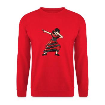 Lustiges Dabbing señorita cinco de mayo mexikanisches Spanien - Unisex Pullover - Rot - Vorne - Alina (178cm) & Michal (187cm)