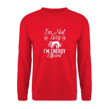 I ́m not lazy I ́m energy efficient - Unisex Sweatshirt - red - Front - Alina (178cm) & Michal (187cm)