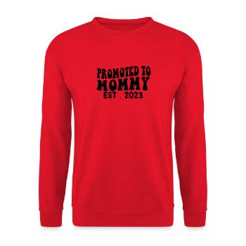 Groovy Promoted To Mommy Est . 2023 - Unisex Pullover - Rot - Vorne - Alina (178cm) & Michal (187cm)