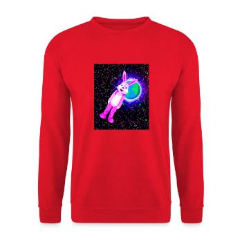 Pink rabbit in space - Unisex Sweatshirt - red - Front - Alina (178cm) & Michal (187cm)