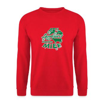 "Landwirt - Wir machen Mief" - Unisex Pullover - Rot - Vorne - Alina (178cm) & Michal (187cm)