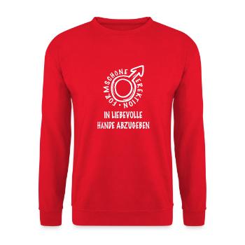 Formschöne Erektion in liebevolle Hände abzugeben - Unisex Pullover - Rot - Vorne - Alina (178cm) & Michal (187cm)