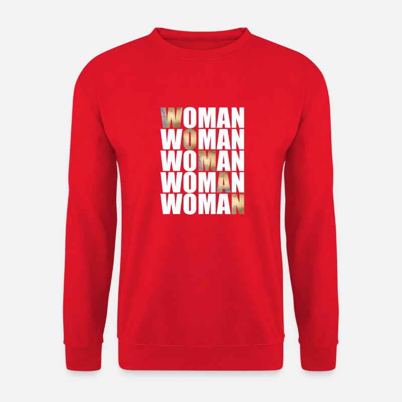 Femme avec des lettres dorées et blanches - Sweat-shirt Unisexe - rouge