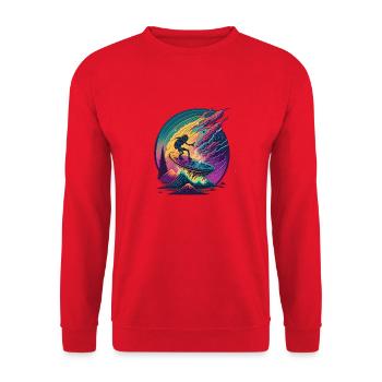 Galaktischer Surfer - Unisex Pullover - Rot - Vorne - Alina (178cm) & Michal (187cm)