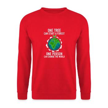 One Tree Can Start a Forest - Unisex Pullover - Rot - Vorne - Alina (178cm) & Michal (187cm)