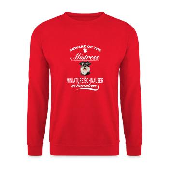 Méfiez-vous de la maîtresse, Schnauzer nain - Sweat-shirt Unisexe - rouge - Devant - Alina (178cm) & Michal (187cm)