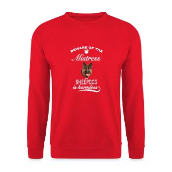 Beware of the mistress, harmless German Shepherd - Unisex Sweatshirt - red - Front - Alina (178cm) & Michal (187cm)