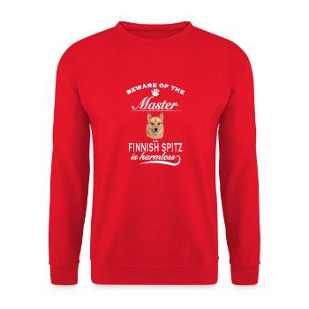 Beware of the master, harmless Finnish Spitz - Unisex Pullover - Rot - Vorne - Alina (178cm) & Michal (187cm)