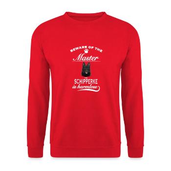 Beware of the master, harmless Schipperke - Unisex Pullover - Rot - Vorne - Alina (178cm) & Michal (187cm)