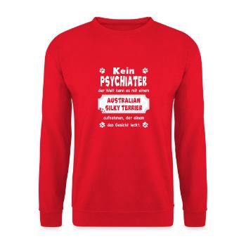 Kein Psychiater - Australian Silky Terrier - Unisex Pullover - Rot - Vorne - Alina (178cm) & Michal (187cm)