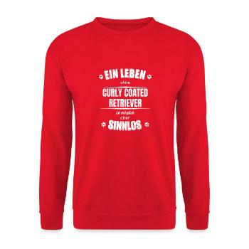 Life Without a Dog Is Pointless Curly Coated Retriever - Unisex Sweatshirt - red - Front - Alina (178cm) & Michal (187cm)
