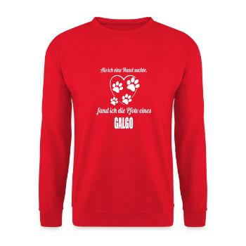 Hand & Pfote - Spruch - Galgo - Unisex Pullover - Rot - Vorne - Alina (178cm) & Michal (187cm)