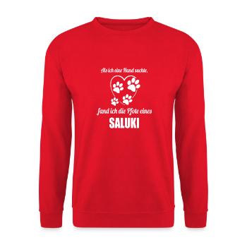 Hand & Pfote - Spruch - Saluki - Unisex Pullover - Rot - Vorne - Alina (178cm) & Michal (187cm)