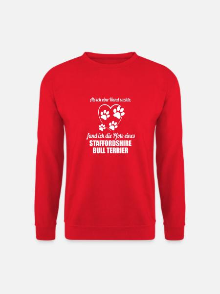 Hand & Pfote - Spruch - Staffordshire Bull Terrier - Unisex Pullover - Rot