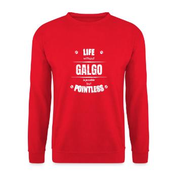 Life is possible but pointless - Galgo - Unisex Pullover - Rot - Vorne - Alina (178cm) & Michal (187cm)