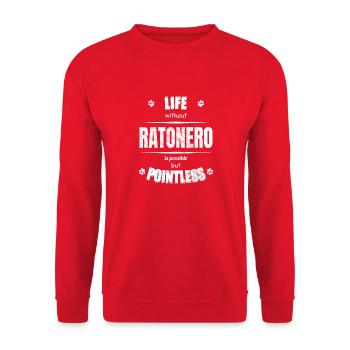 Life is possible but pointless - Ratonero - Unisex Pullover - Rot - Vorne - Alina (178cm) & Michal (187cm)