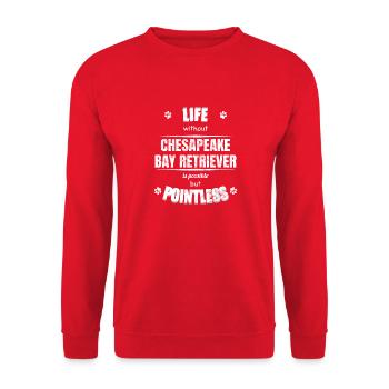 Life possible pointless - Chesapeake Bay Retriever - Unisex Sweatshirt - red - Front - Alina (178cm) & Michal (187cm)