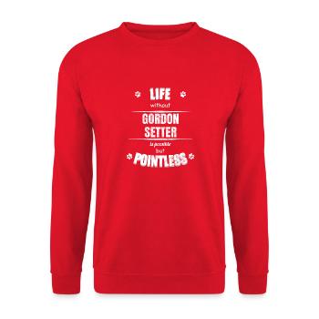 La vie est possible mais inutile - Gordon Setter - Sweat-shirt Unisexe - rouge - Devant - Alina (178cm) & Michal (187cm)