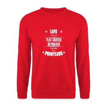 La vie est possible mais inutile - Coated Retriever - Sweat-shirt Unisexe - rouge - Devant - Alina (178cm) & Michal (187cm)