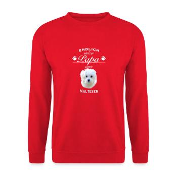 Endlich stolzer Papa - Malteser - Unisex Pullover - Rot - Vorne - Alina (178cm) & Michal (187cm)