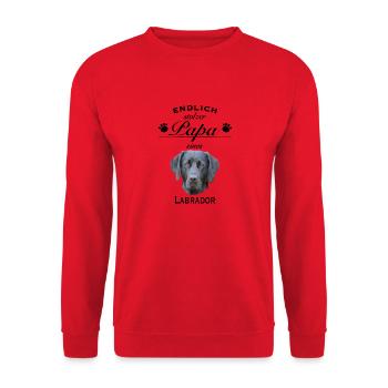 Endlich stolzer Papa - Labrador - Unisex Pullover - Rot - Vorne - Alina (178cm) & Michal (187cm)