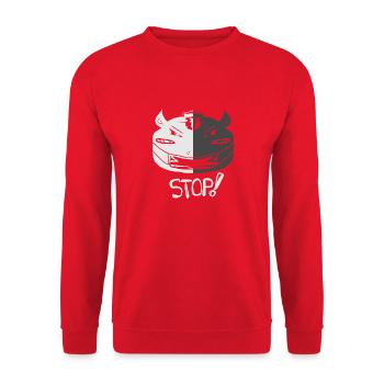 rhino stop and shut your mouth - Unisex Sweatshirt - red - Front - Alina (178cm) & Michal (187cm)