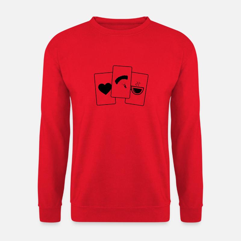 Herz - Kaffee - Gleitschirmfliegen - - Unisex Pullover - Rot