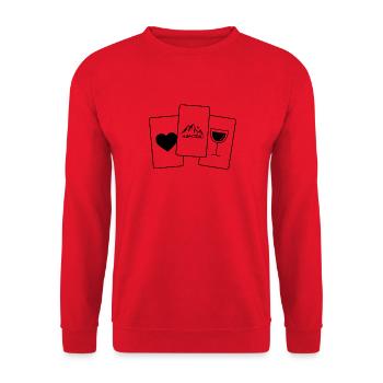 Coeur - Vin - Montagne - - Sweat-shirt Unisexe - rouge - Devant - Alina (178cm) & Michal (187cm)