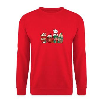 Scottish Fold Coffee Coffee Cups Santa Cat - Unisex Sweatshirt - red - Front - Alina (178cm) & Michal (187cm)