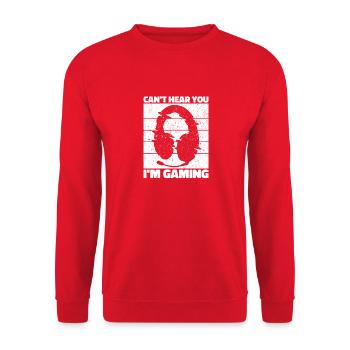 Can't Hear You In Gaming - Cool Gaming Design - Unisex Sweatshirt - red - Front - Alina (178cm) & Michal (187cm)