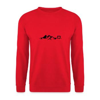 Cœur - Montagne - (2) - Sweat-shirt Unisexe - rouge - Devant - Alina (178cm) & Michal (187cm)