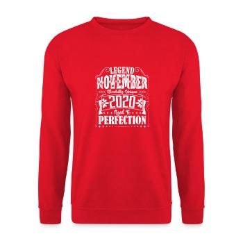 November 2020. Birthday Gift November 2020 - Unisex Sweatshirt - red - Front - Alina (178cm) & Michal (187cm)