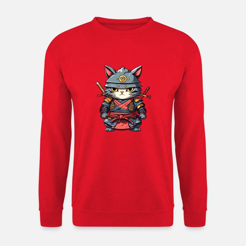 Samurai Cat #17 - Unisex Sweatshirt - red