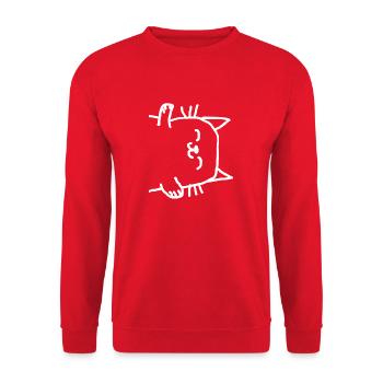 Katze Tier - Unisex Pullover - Rot - Vorne - Alina (178cm) & Michal (187cm)