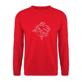 Katze - Unisex Pullover - Rot - Vorne - Alina (178cm) & Michal (187cm)