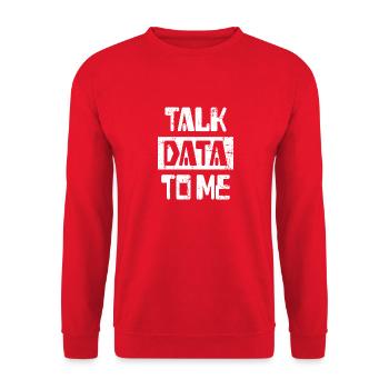 Talk Data to me IT Data Scientist Gift - Unisex Sweatshirt - red - Front - Alina (178cm) & Michal (187cm)