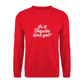 Ist es noch Tequila-Zeit, mexikanischer Liebhaber-Humor - Unisex Pullover - Rot - Vorne - Alina (178cm) & Michal (187cm)