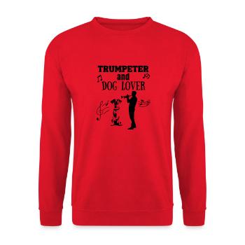 Trumpeter and Dog Lover Gift - Unisex Sweatshirt - red - Front - Alina (178cm) & Michal (187cm)