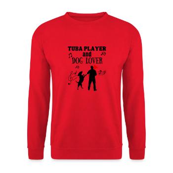 Tuba Player and Dog Lover Gift - Unisex Sweatshirt - red - Front - Alina (178cm) & Michal (187cm)
