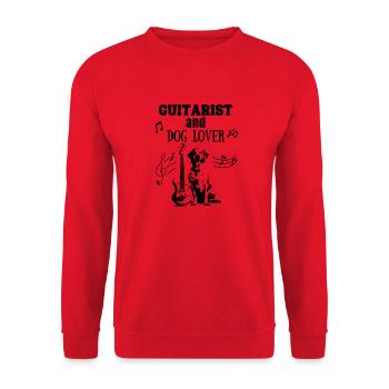 Guitarist and Dog Lover Gift - Unisex Sweatshirt - red - Front - Alina (178cm) & Michal (187cm)