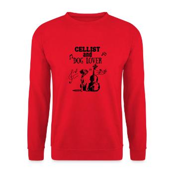 Cellist and Dog Lover Gift - Unisex Sweatshirt - red - Front - Alina (178cm) & Michal (187cm)